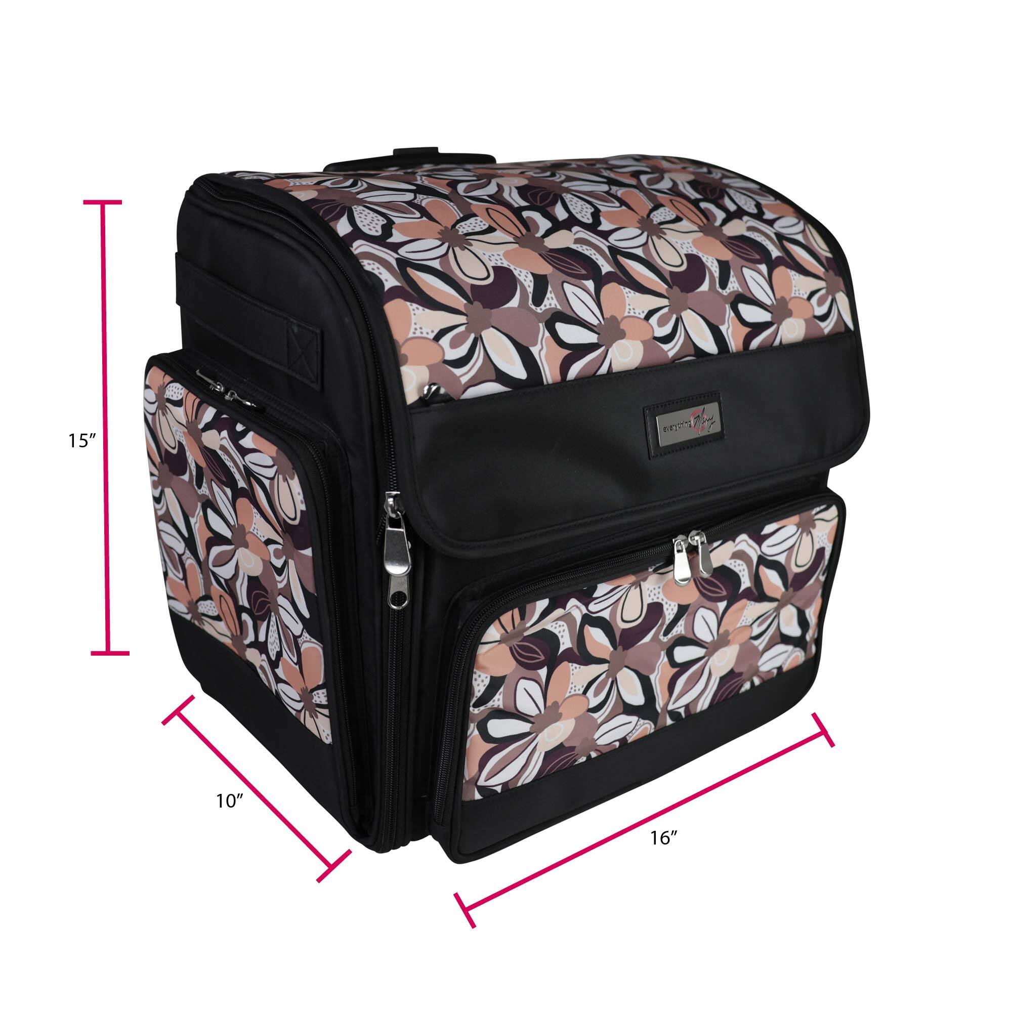 Everything Mary Floral Deluxe Collapsible Rolling Craft Bag